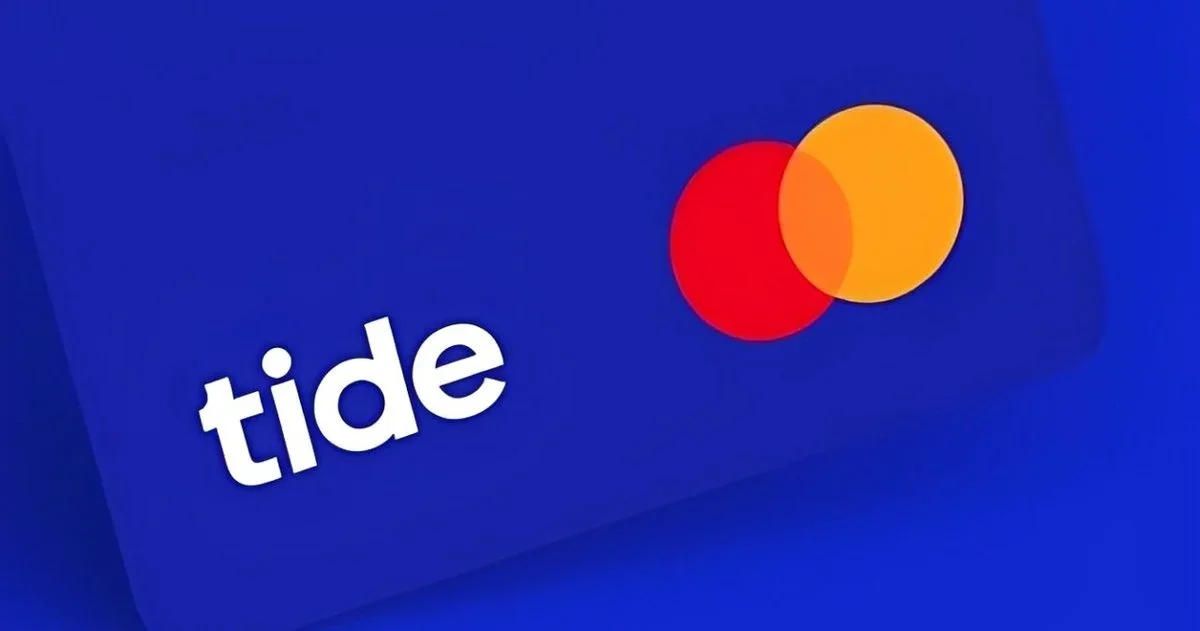 Tide logo and Mastercard business debit card
