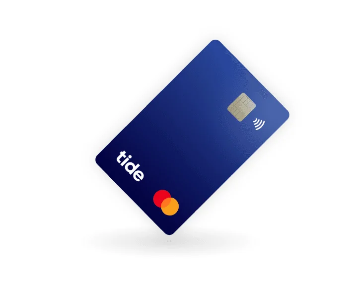 Tide business Mastercard debit card — navy blue contactless card for UK business accounts
